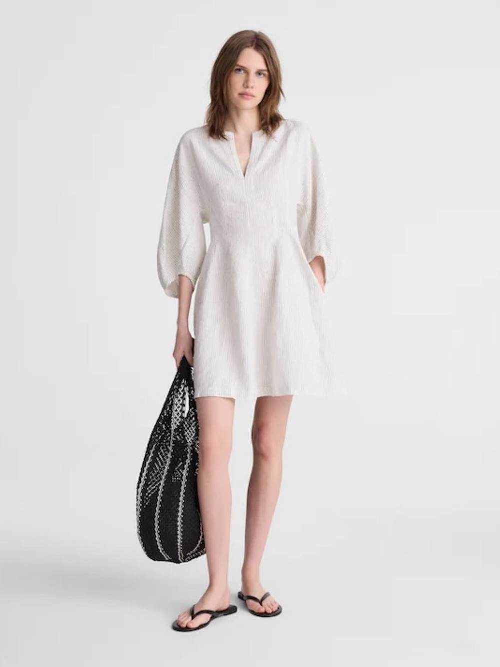 Women Madewell 100% linen Splitneck Mini Dress